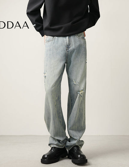 Blue Distressed Ripped Jeans Men’s Casual Loose Trousers - 28 / Light Blue - Men’s Jeans