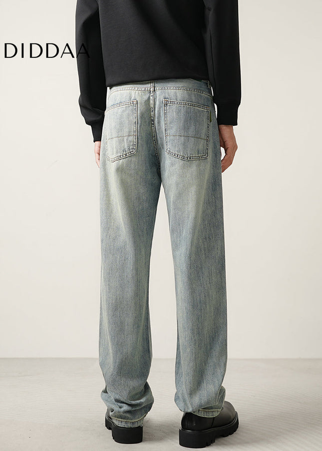 Blue Distressed Ripped Jeans Men’s Casual Loose Trousers - Men’s Jeans