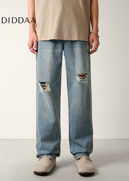 Blue Distressed Ripped Loose Fit Jeans for Men - Men’s Jeans