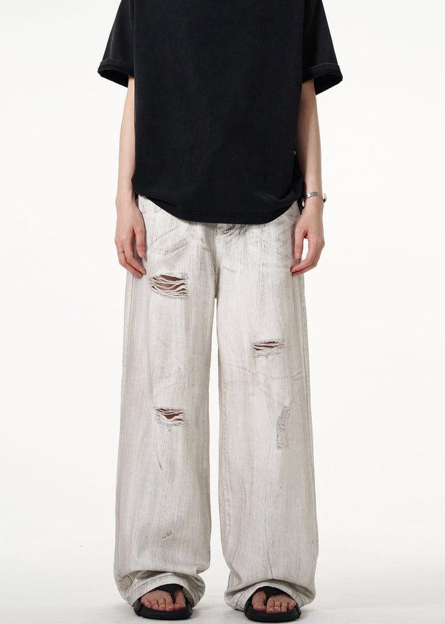 Blue Distressed Ripped Wide Leg Jeans for Men and Women - Men’s Jeans