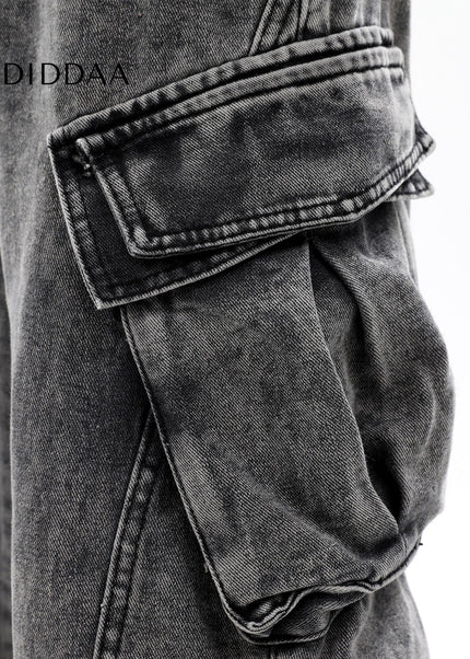 Blue Distressed Stacked Straight Jeans Men’s Cargo Pants - Men’s Jeans