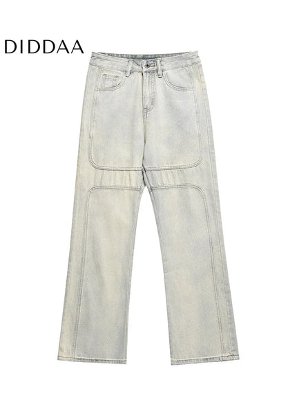 Blue Distressed Three-Dimensional Straight Leg Jeans - Men’s Jeans
