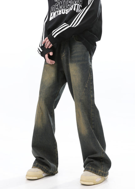 Blue Distressed Versatile Straight Leg Jeans - Men’s Jeans