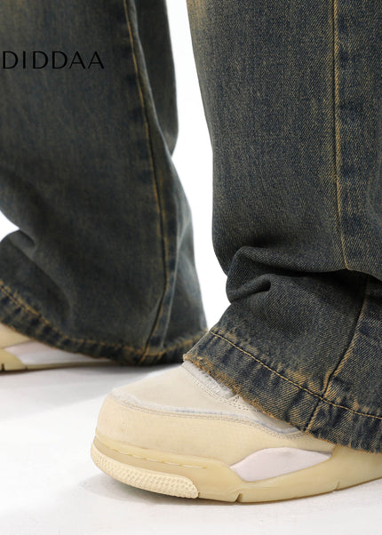 Blue Distressed Versatile Straight Leg Jeans - Men’s Jeans