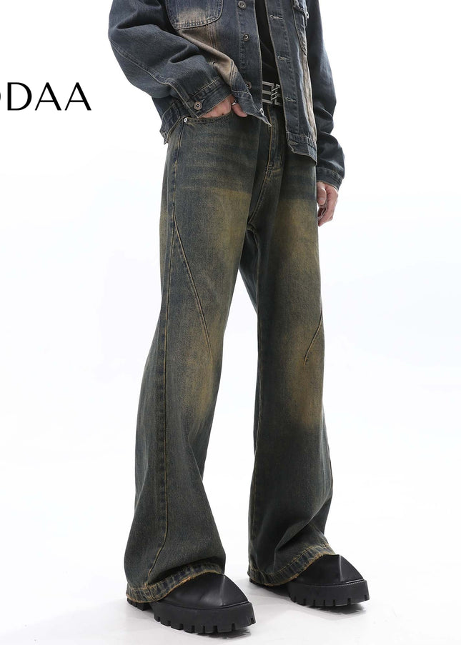 Blue Distressed Versatile Straight Leg Jeans - XS / Vintage Blue - Men’s Jeans