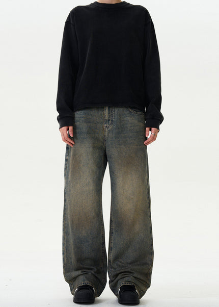 Blue Distressed Vintage Wide-Leg Jeans Unisex Loose Fit - Men’s Jeans