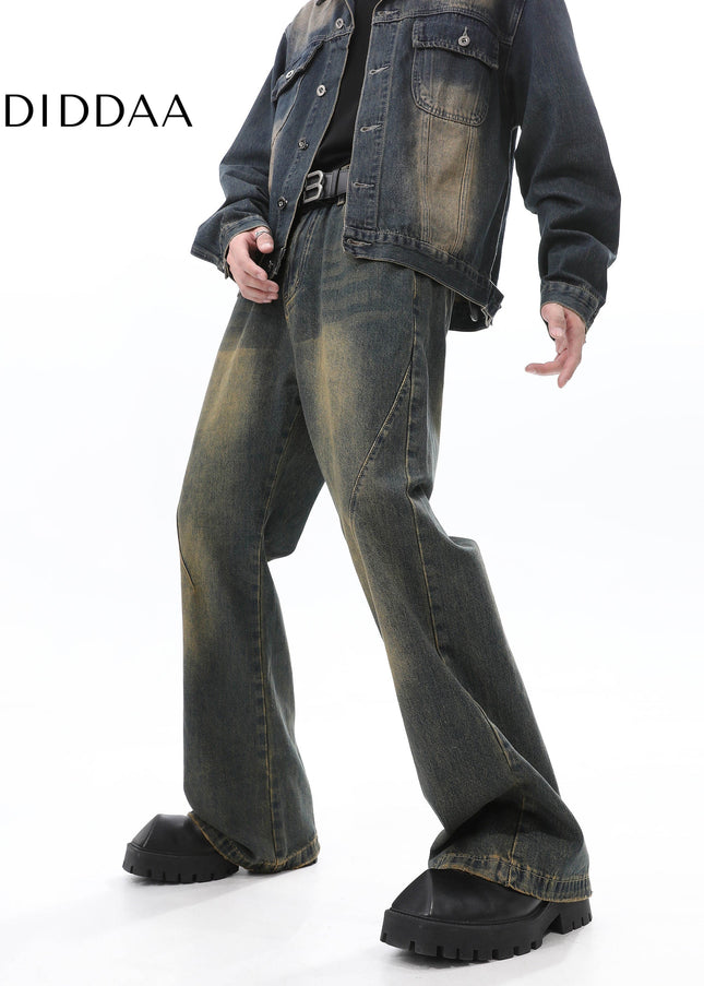 Blue Distressed Washed Bootcut Jeans for Men - Men’s Jeans