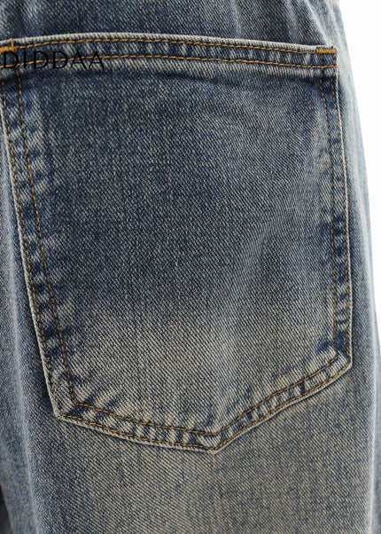 Blue Distressed Washed Straight Jeans for Men - Men’s Jeans