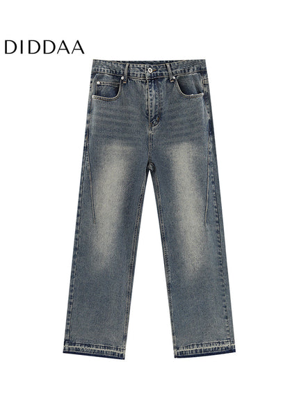 Blue Distressed Washed Straight Jeans for Men - Men’s Jeans