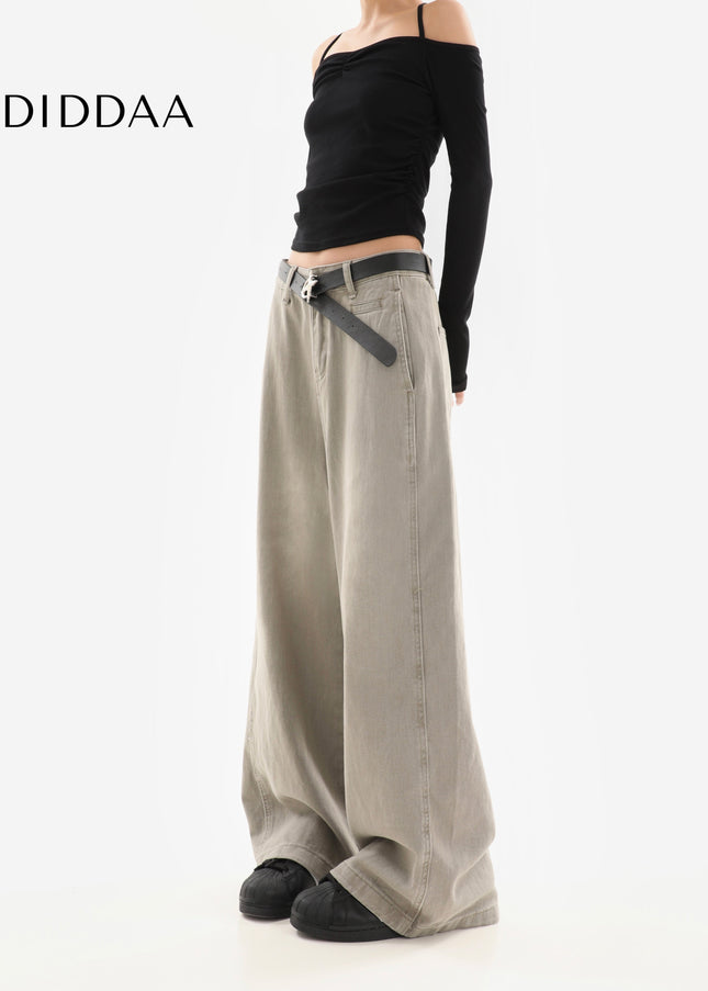 Blue Distressed Wide Leg Jeans for Women 2025 Spring Autumn - Women’s Jeans