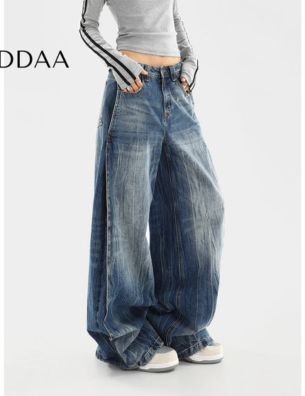 Blue Distressed Wide-Leg Jeans Women’s Casual Spring Pants - S / Blue - Women’s Jeans