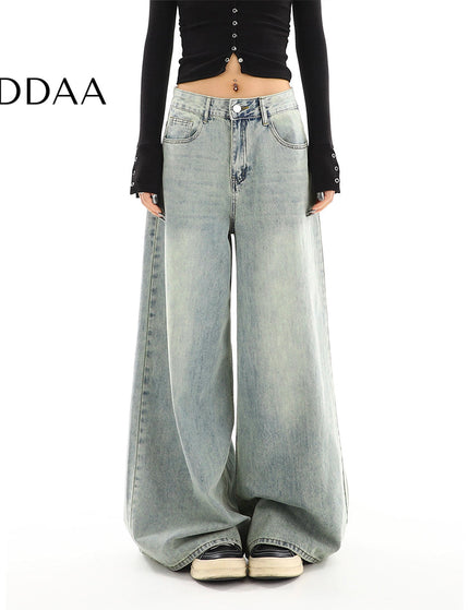 Blue Distressed Wide Leg Jeans Women’s Spring Fashion - S / Light Blue - Women’s Jeans