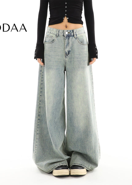 Blue Distressed Wide Leg Jeans Women’s Spring Fashion - S / Light Blue - Women’s Jeans