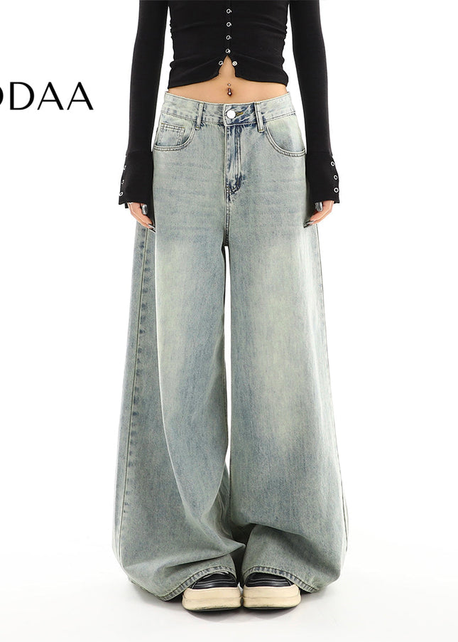 Blue Distressed Wide Leg Jeans Women’s Spring Fashion - S / Light Blue - Women’s Jeans
