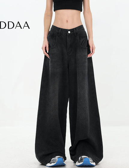 Blue Distressed Wide-leg Ripped Jeans Women’s Pants - S / Black - Women’s Jeans