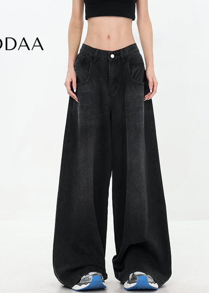 Blue Distressed Wide-leg Ripped Jeans Women’s Pants - S / Black - Women’s Jeans