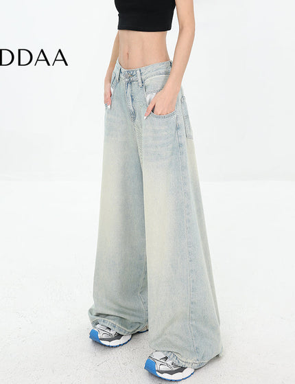 Blue Distressed Wide-leg Ripped Jeans Women’s Pants - S / Light Blue - Women’s Jeans