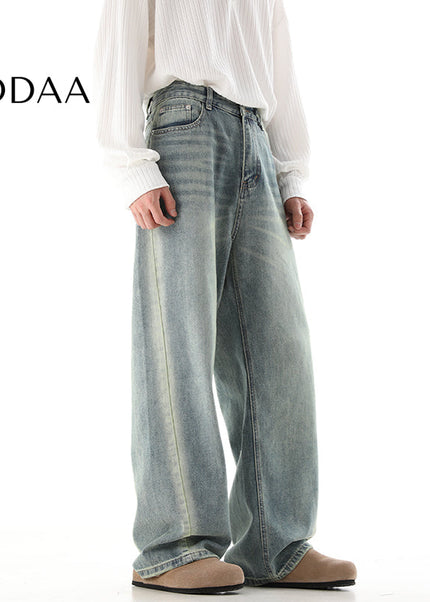Blue Distressed Wide-Leg Vintage Jeans for Men - S / Blue - Men’s Jeans