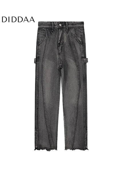 Blue Distressed Zip Straight Bootcut Vintage Jeans - Men’s Jeans