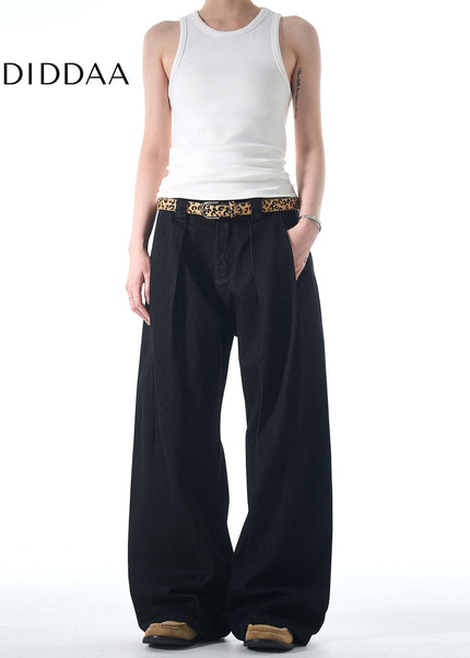 Blue Double Pleated Loose Fit Denim Jeans - Men’s Jeans