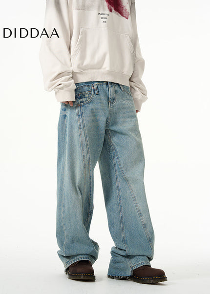 Blue Double Waist Niche Jeans for Men’s High-End Style - Women’s Jeans