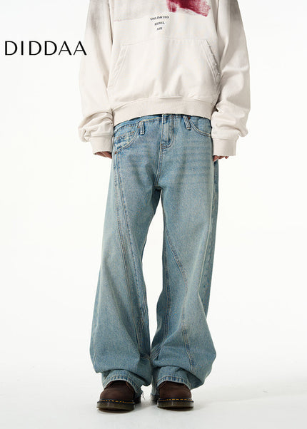 Blue Double Waist Niche Jeans for Men’s High-End Style - Women’s Jeans