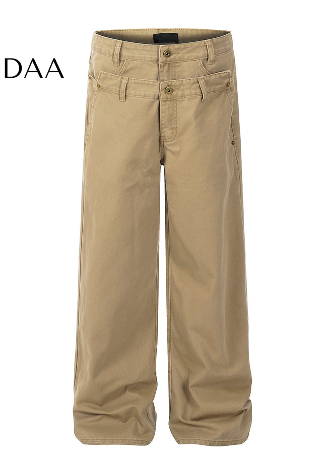 Blue Double Waisted Workwear Jeans for Men and Women - Khaki / S - Men’s Jeans
