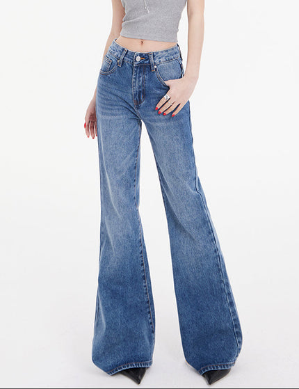 Blue Drape Slim Retro Low-Rise Jeans Women’s Flared Pants - Women’s Jeans
