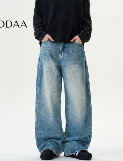 Blue Draped Cut Baggy Wash Jeans Casual Pants for All - S / Mid Blue - Men’s Jeans