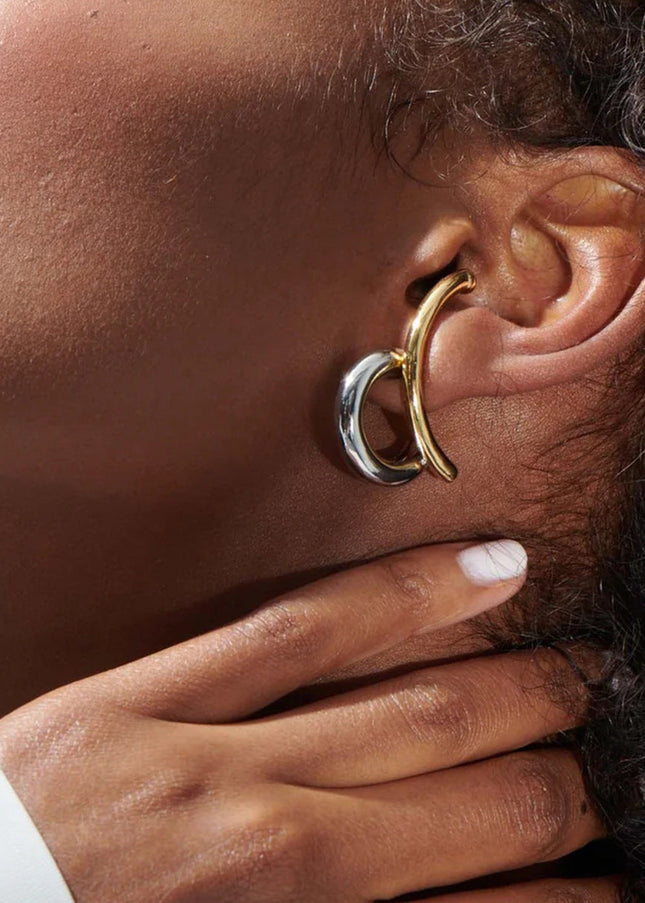 Jieding European and American double C color-blocked stud earrings earrings design sense niche earrings, stainless steel jewelry, titanium steel jewelry cross-border