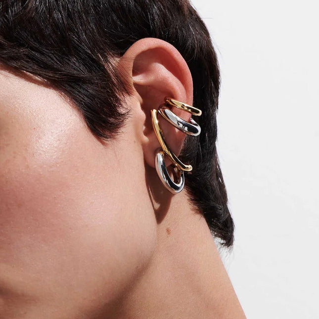 Jieding European and American double C color-blocked stud earrings earrings design sense niche earrings, stainless steel jewelry, titanium steel jewelry cross-border