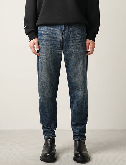 Blue Fleece Lined Straight Leg Jeans for Men - 28 / Dark Blue - Men’s Jeans