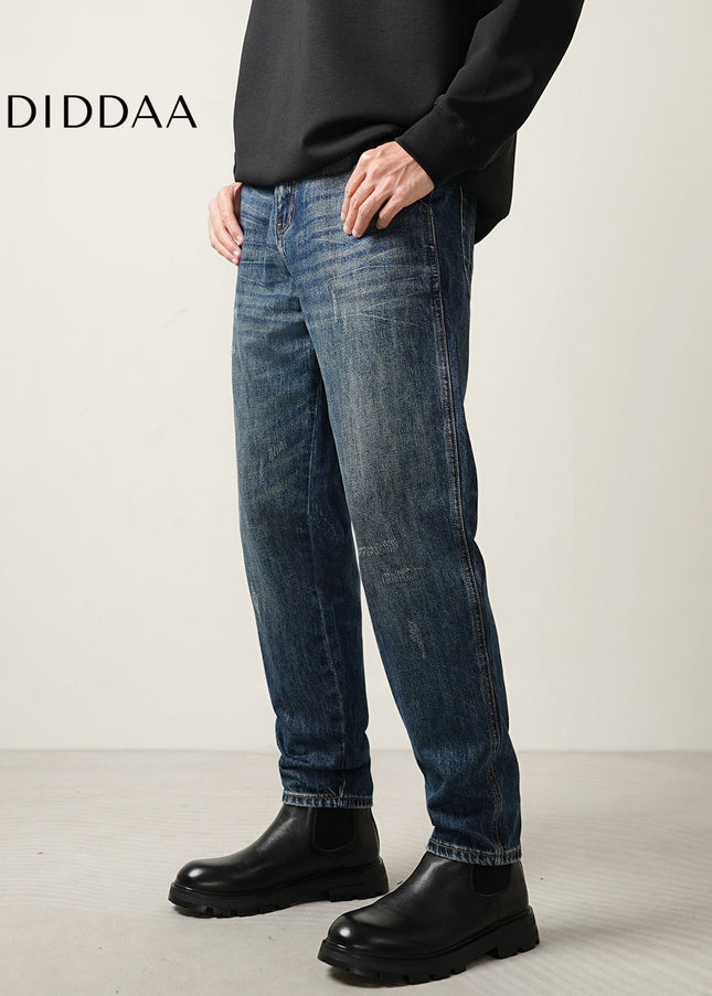 Blue Fleece Lined Straight Leg Jeans for Men - Men’s Jeans