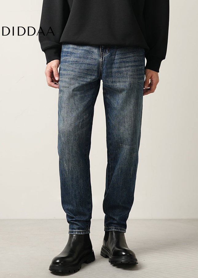 Blue Fleece Lined Straight Leg Jeans for Men - Men’s Jeans