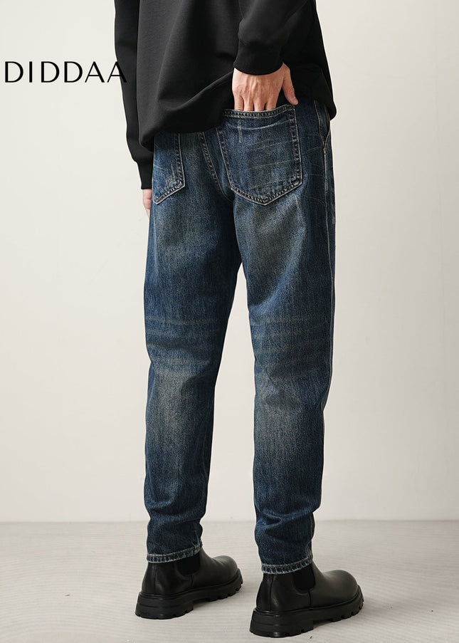 Blue Fleece Lined Straight Leg Jeans for Men - Men’s Jeans