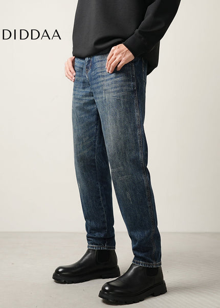 Blue Fleece Lined Straight Leg Jeans for Men - Men’s Jeans