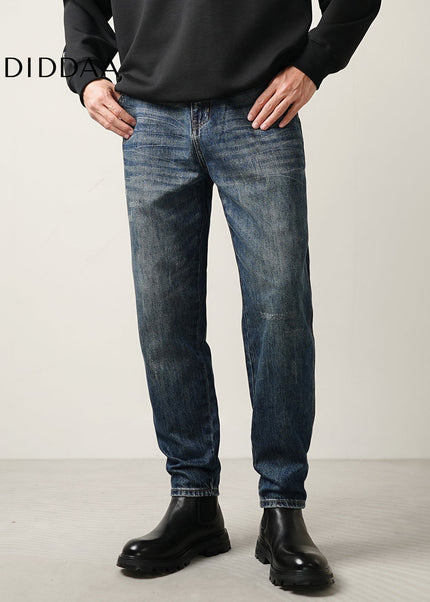 Blue Fleece Lined Straight Leg Jeans for Men - Men’s Jeans