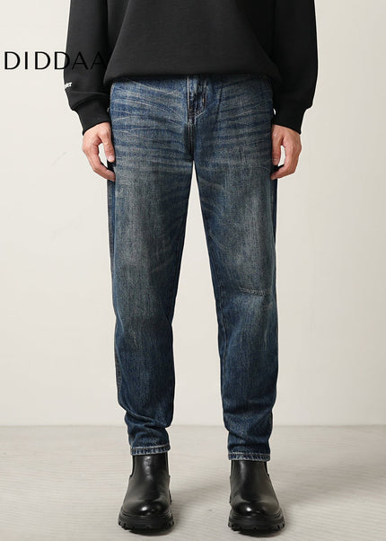 Blue Fleece Lined Straight Leg Jeans for Men - Men’s Jeans