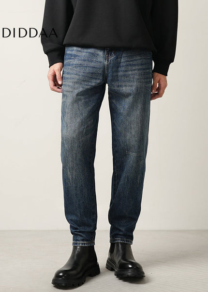Blue Fleece Lined Straight Leg Jeans for Men - Men’s Jeans