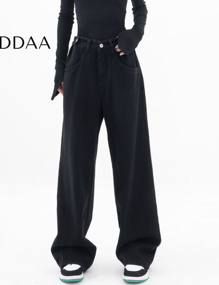 Blue Fleece Vintage Loose Straight Leg Jeans - S / Black - Women’s Jeans