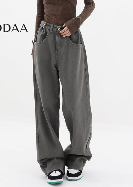 Blue Fleece Vintage Loose Straight Leg Jeans - Women’s Jeans