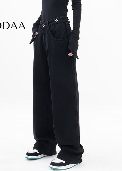 Blue Fleece Vintage Loose Straight Leg Jeans - Women’s Jeans