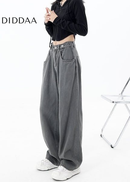 Blue Fleece Vintage Loose Straight Leg Jeans - Women’s Jeans