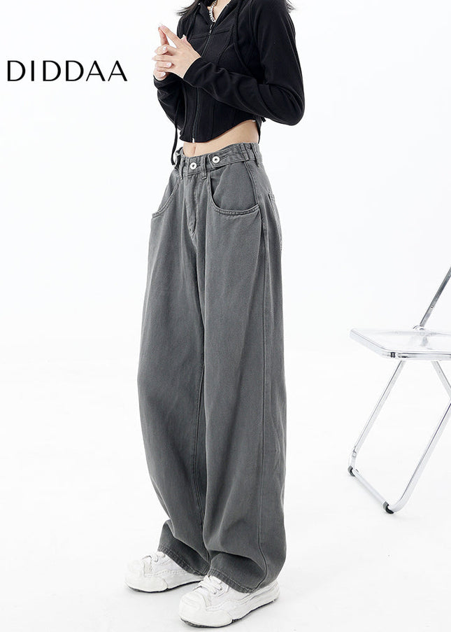 Blue Fleece Vintage Loose Straight Leg Jeans - Women’s Jeans