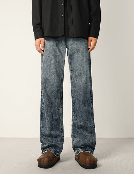 Blue Gradient Wash Micro Flared Jeans Men’s Loose Trousers - 28 / Dark Blue - Men’s Jeans