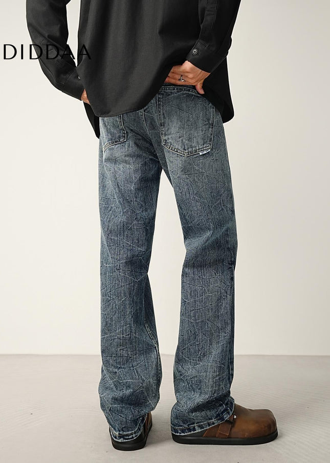 Blue Gradient Wash Micro Flared Jeans Men’s Loose Trousers - Men’s Jeans