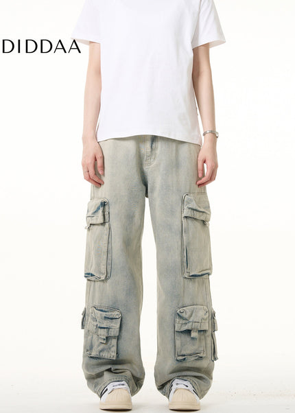 Blue Heavy Wash Multi-Pocket Cargo Jeans for Everyone - Men’s Jeans