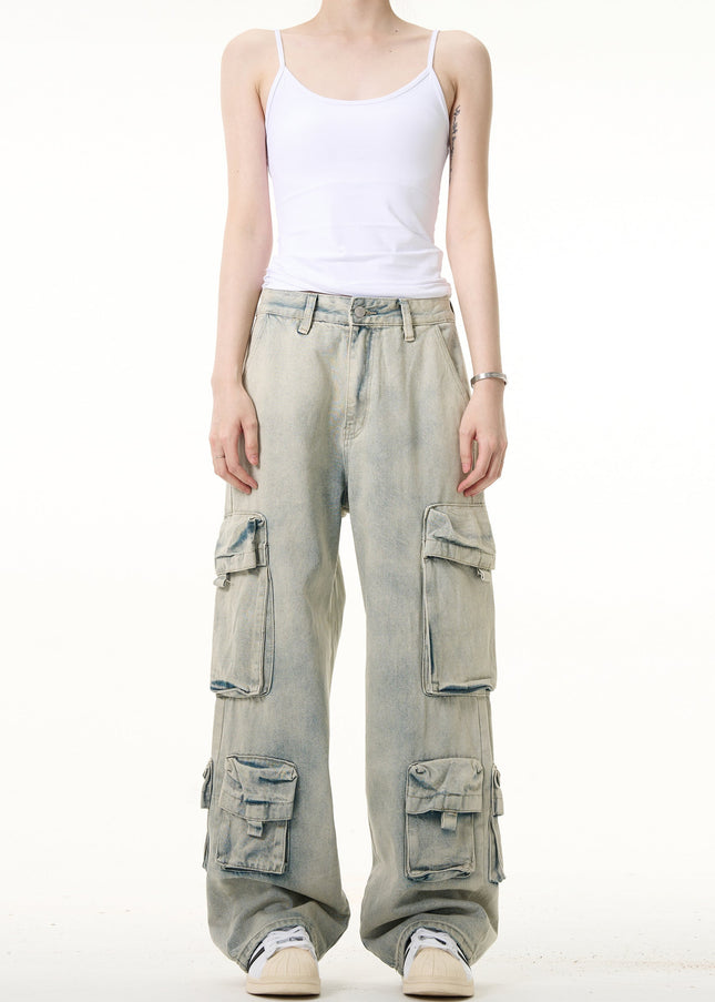 Blue Heavy Wash Multi-Pocket Cargo Jeans for Everyone - Men’s Jeans