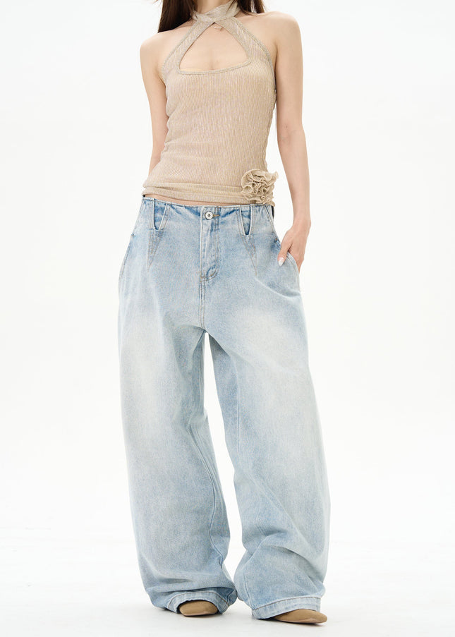 Blue High-Quality Loose Fit Waist Jeans for Men - Women’s Jeans