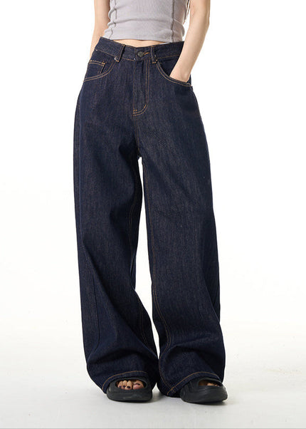 Blue High-Quality Loose Fit Wide Leg Jeans - Women’s Jeans